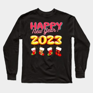 Funny Happy New Year 2023 Family Matching Long Sleeve T-Shirt
